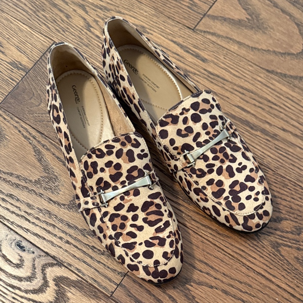 George Leopard-Print Loafers with Gold Tone Bit - Picture 1 of 5